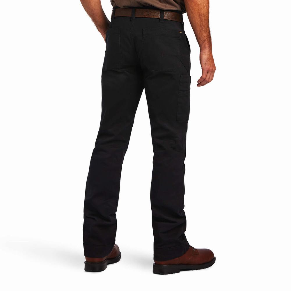 Men's Ariat Rebar M5 DuraStretch Washed Twill Dungaree Leg Pants Black | TJYI-61428