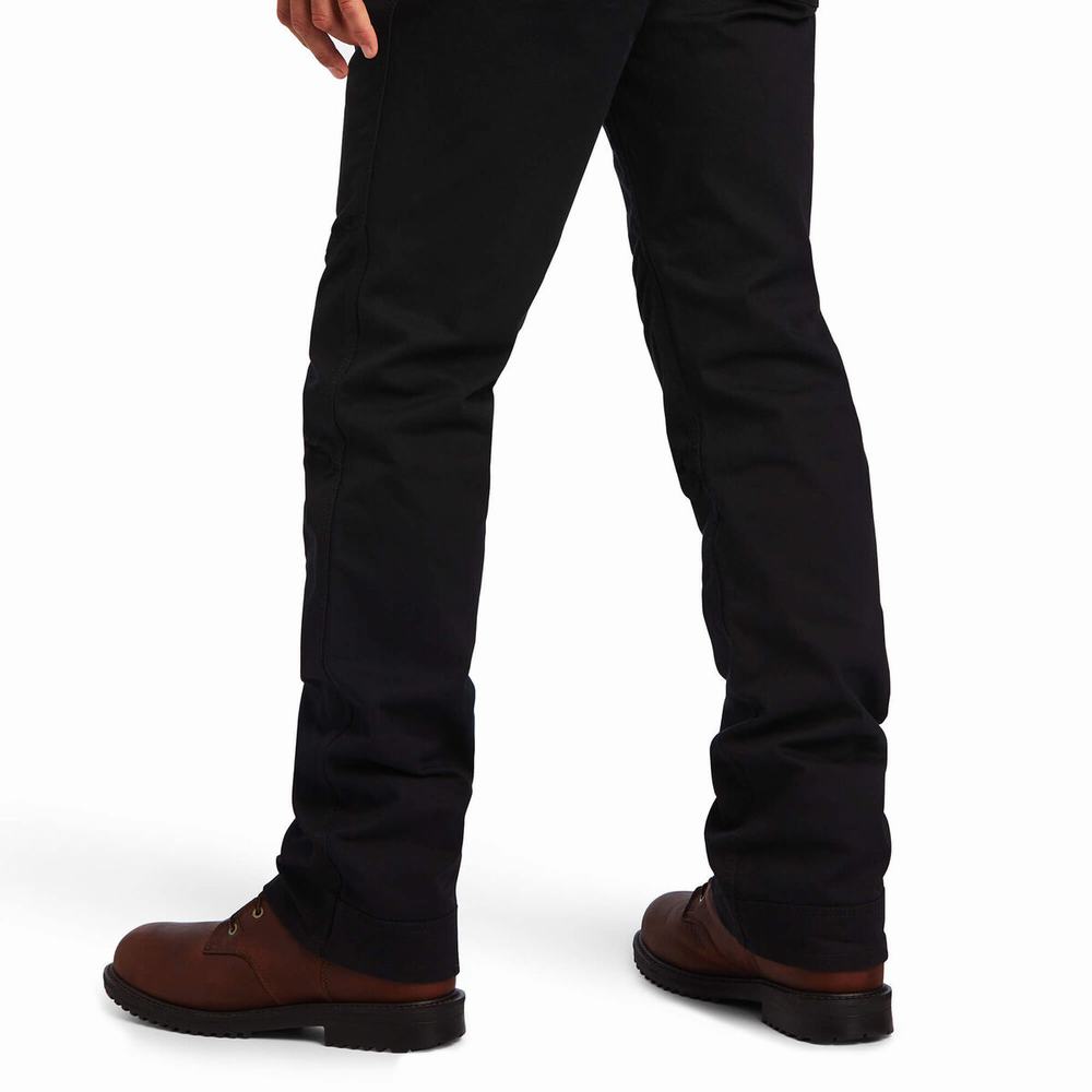 Men's Ariat Rebar M5 DuraStretch Washed Twill Dungaree Leg Pants Black | TJYI-61428