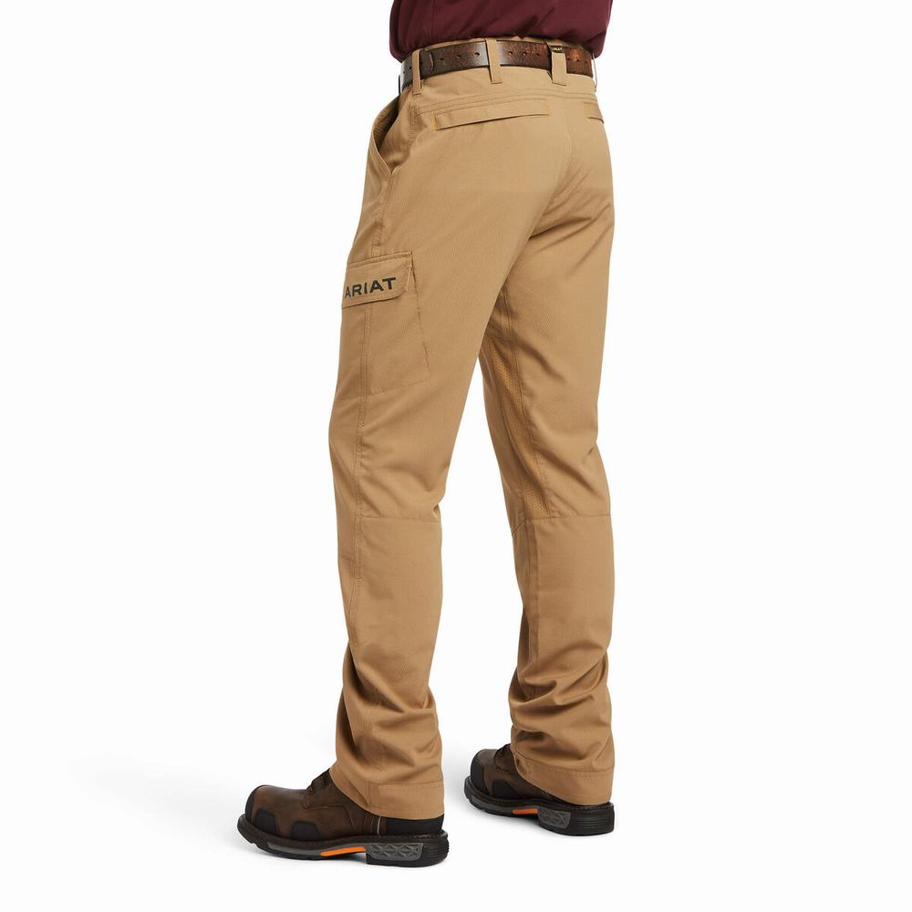 Men's Ariat Rebar M5 Flow Ultralight Leg Pants Khaki | DYLZ-69358