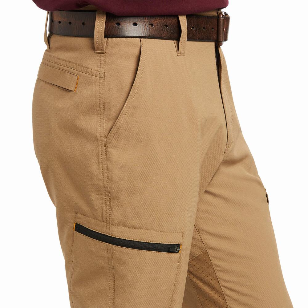 Men's Ariat Rebar M5 Flow Ultralight Leg Pants Khaki | DYLZ-69358