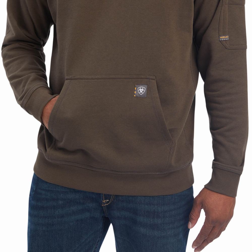 Men's Ariat Rebar Overtime Fleece Hoodie Multicolor | CIFS-08149