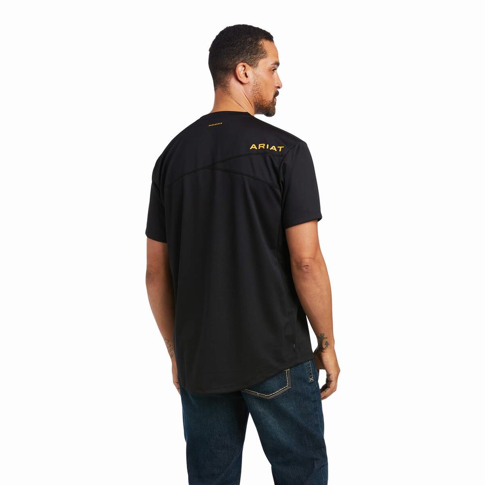 Men's Ariat Rebar Polartec Elite All Season Tops Black | NBAG-42630