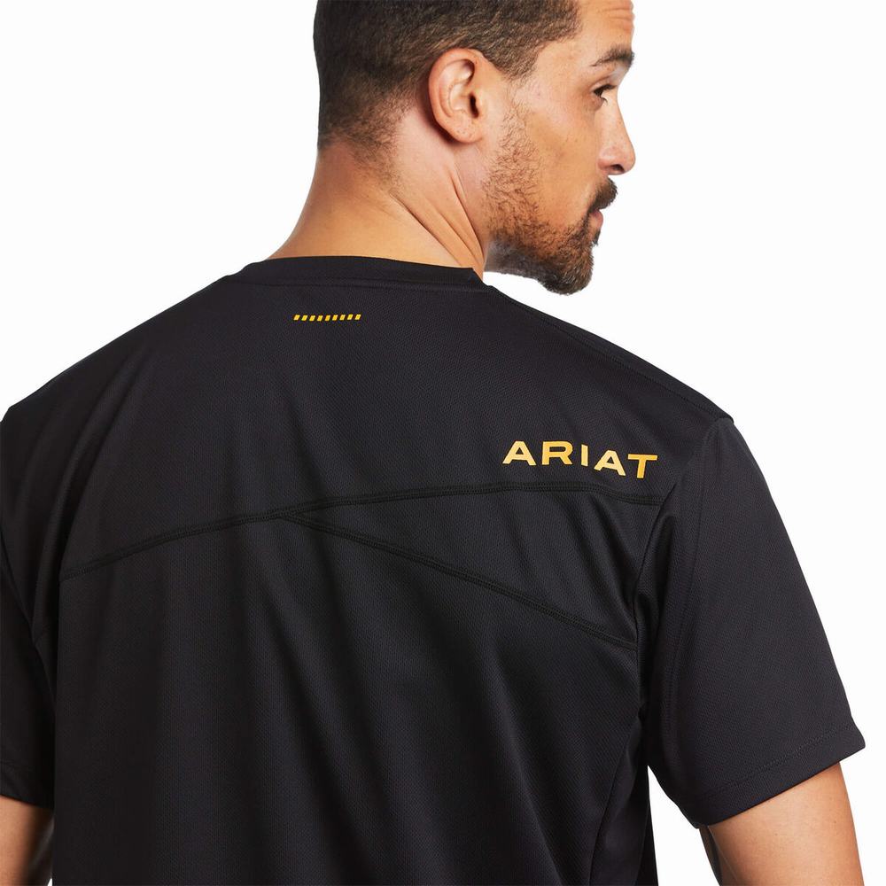 Men's Ariat Rebar Polartec Elite All Season Tops Black | NBAG-42630