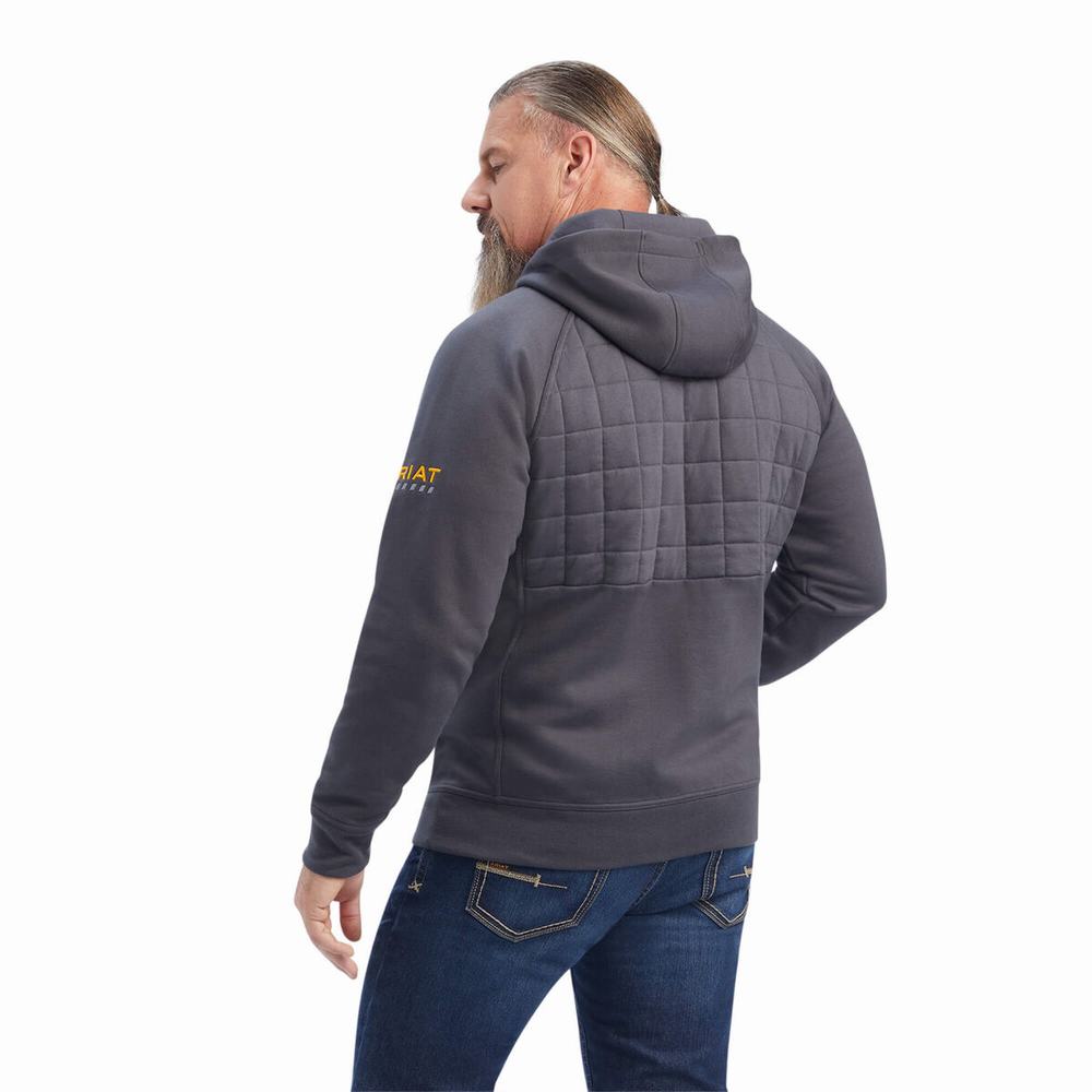 Men's Ariat Rebar Regulator Full Zip Hoodie Grey | NWEY-03569