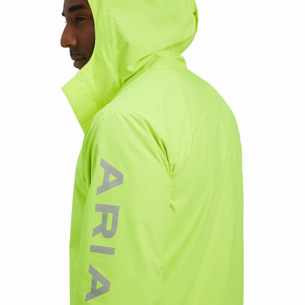 Men's Ariat Rebar Stormshell Logo Waterproof Jackets Yellow | CWPY-74952