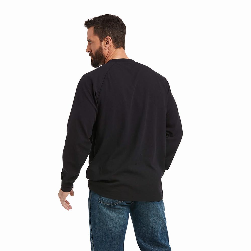 Men's Ariat Rebar Thermal Shirts Black | PSVH-69345