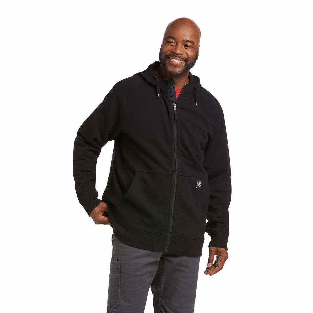 Men's Ariat Rebar Thermic Insulated Full Zip Hoodie Black | RJHK-07613