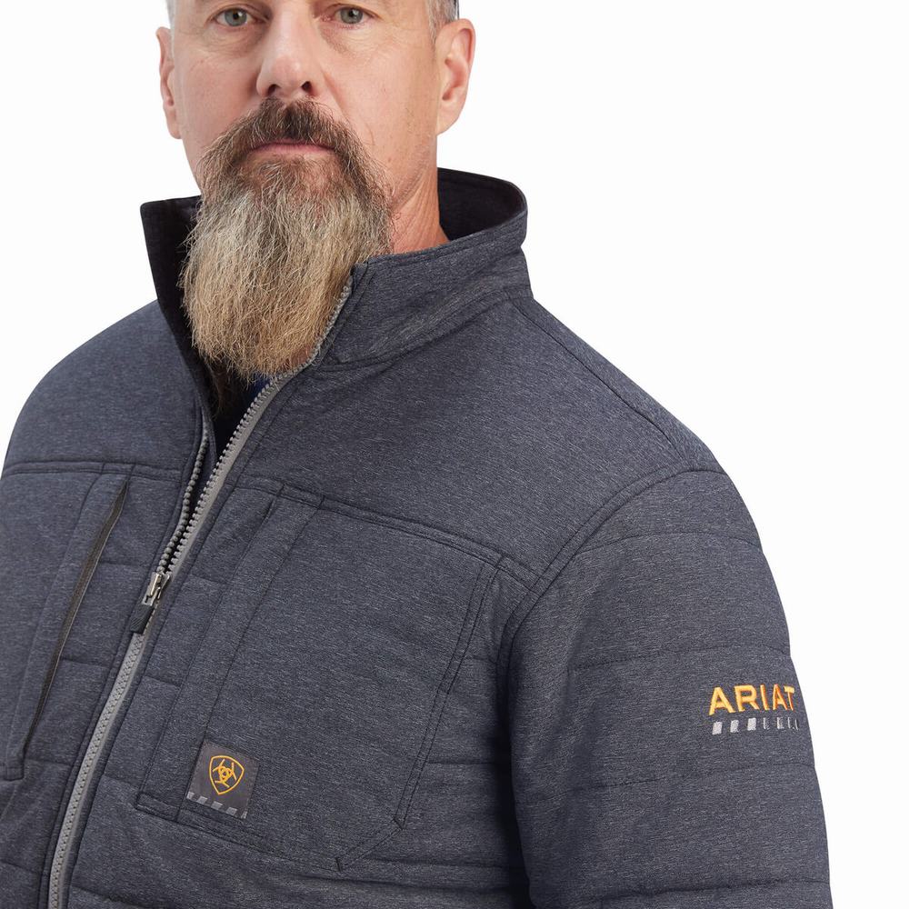 Men's Ariat Rebar Valiant Stretch Canvas Water Resistant Insulated Jackets Grey | LGHF-60782