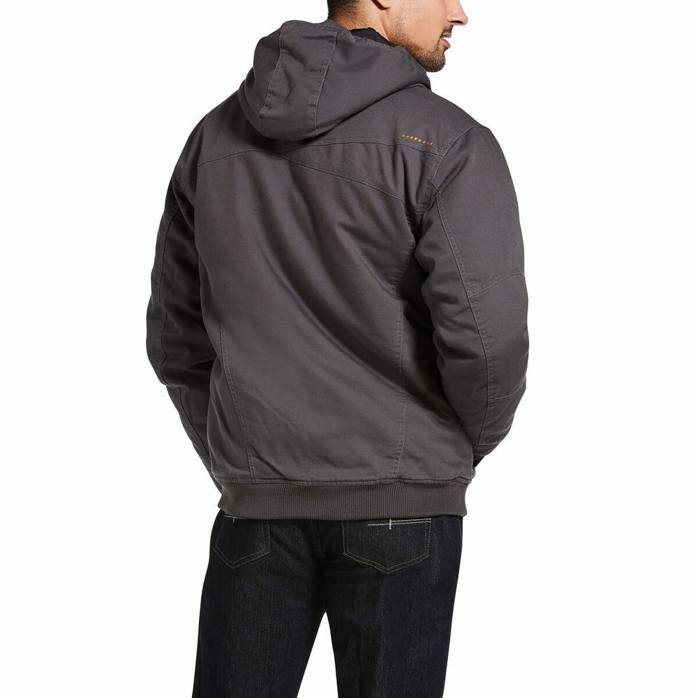 Men's Ariat Rebar Washed DuraCanvas Insulated Jackets Grey | OBHX-10756