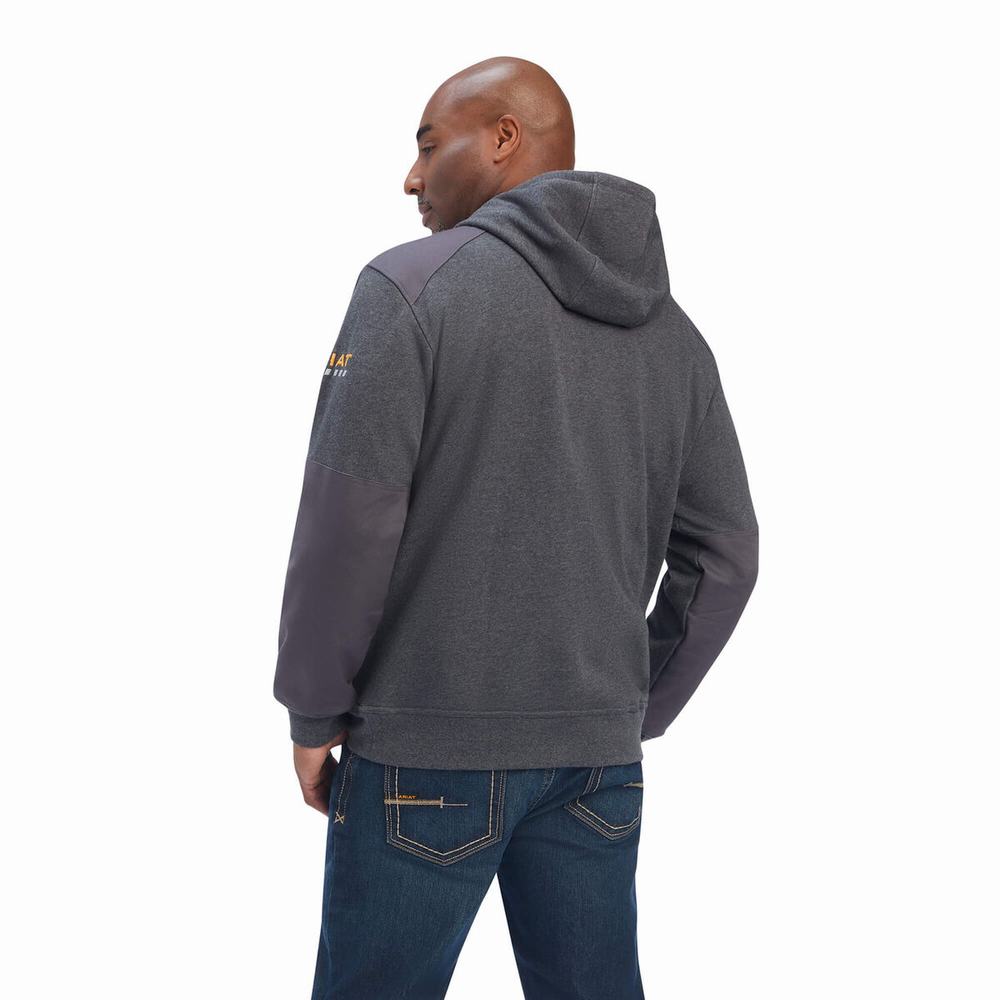 Men's Ariat Rebar Workman DuraCanvas Hoodie Grey | ZETD-34209