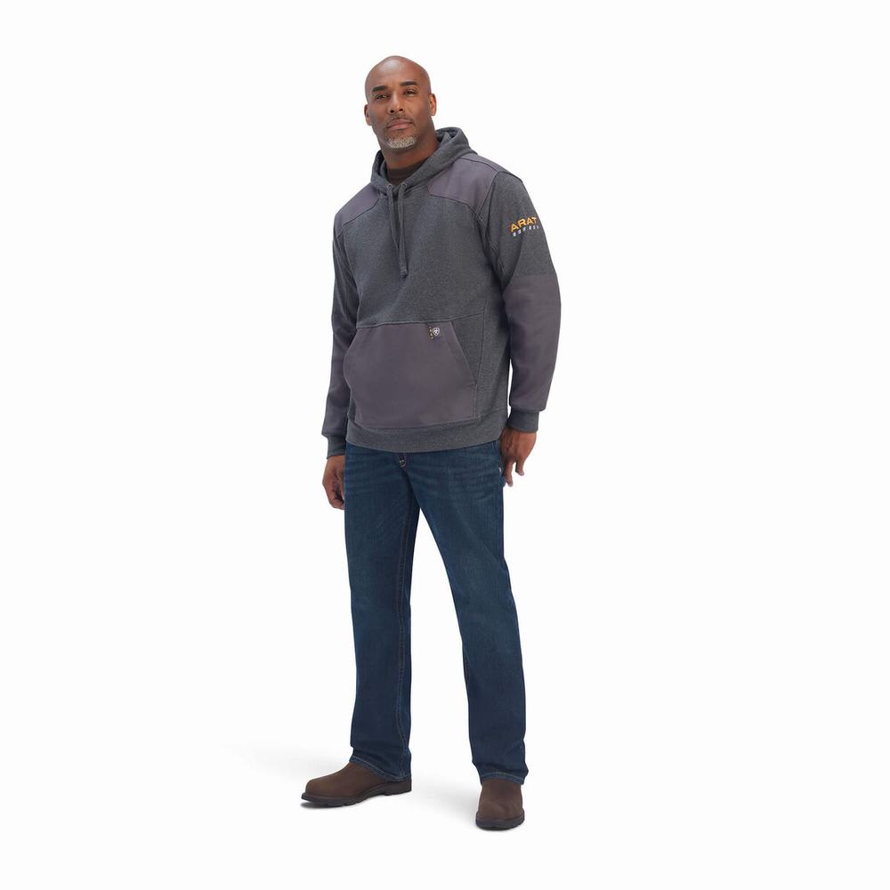 Men's Ariat Rebar Workman DuraCanvas Hoodie Grey | ZETD-34209