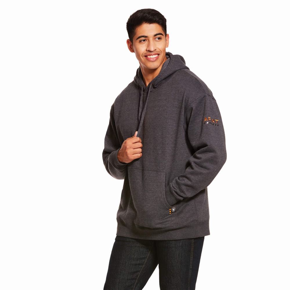 Men\'s Ariat Rebar Workman Hoodie Grey | VBAR-95672