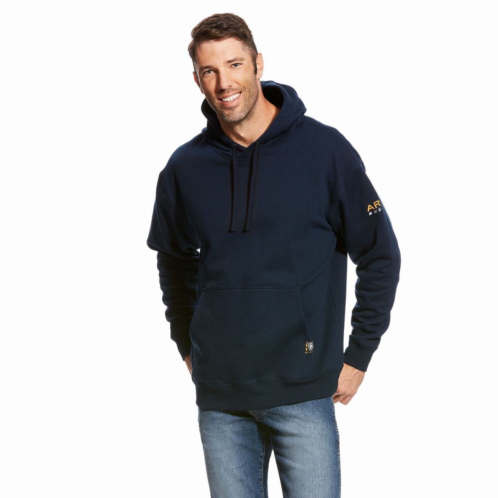 Men\'s Ariat Rebar Workman Hoodie Navy | ENKG-79265