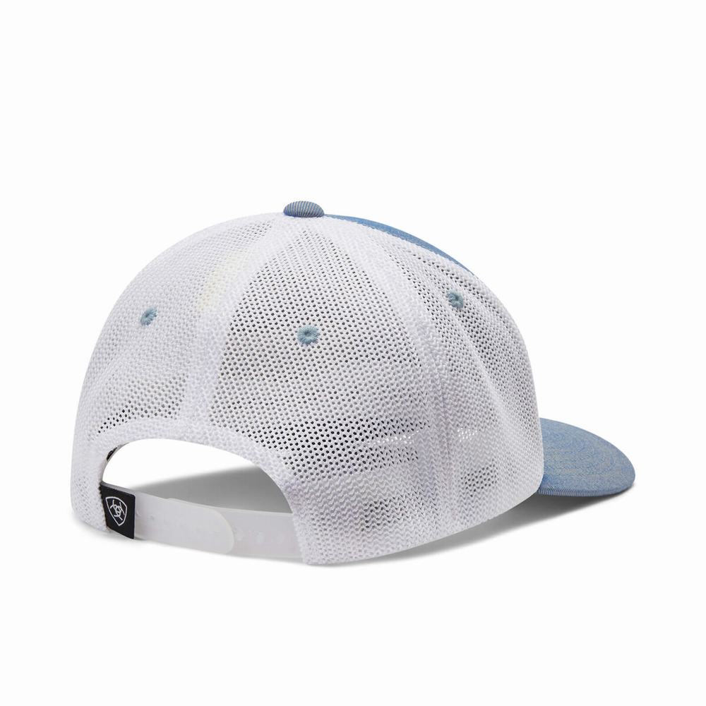 Men's Ariat Rectangle Logo Patch Hats Light Blue | PWDL-03769