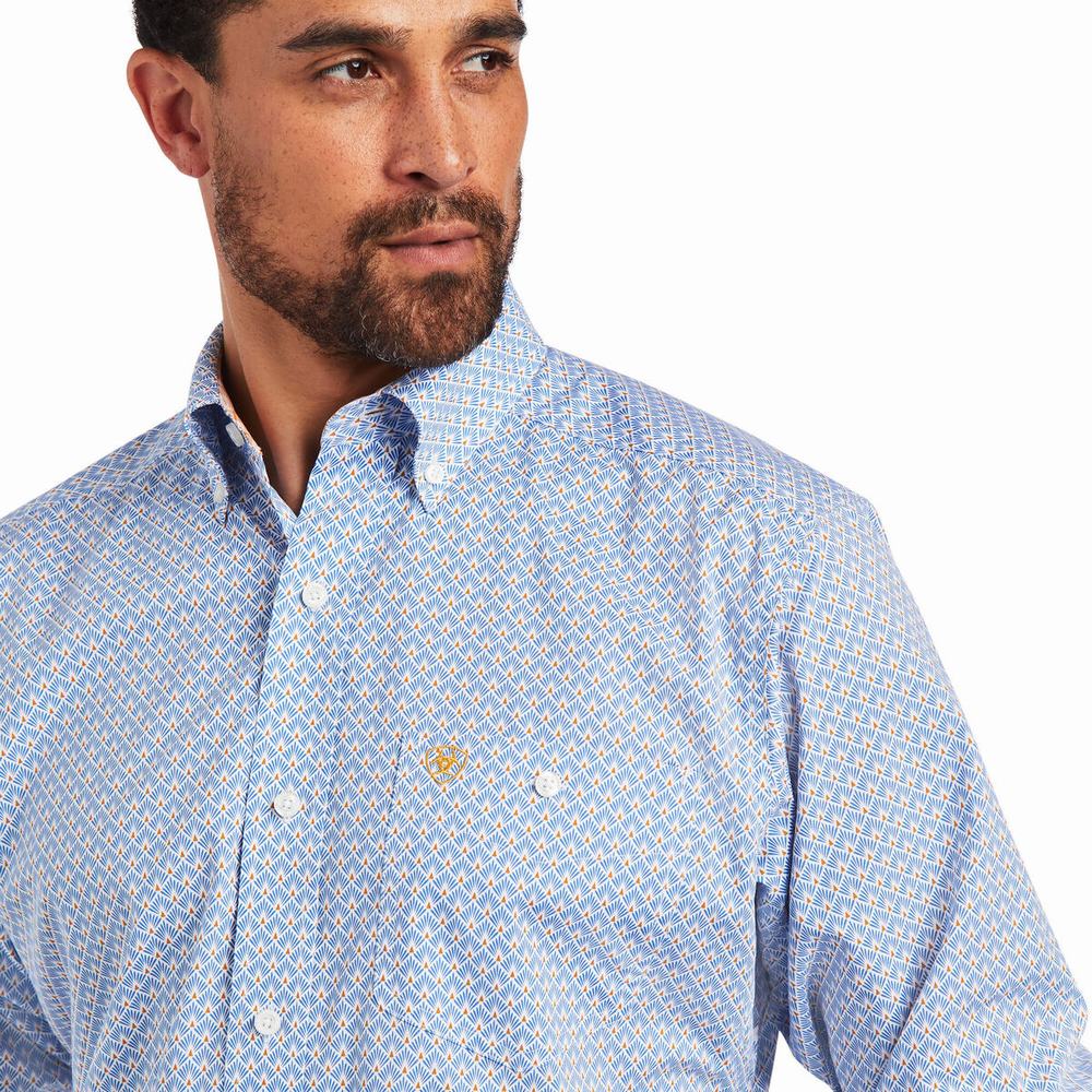 Men's Ariat Relentless Alacrity Stretch Classic Fit Shirts Blue | VBQY-94615