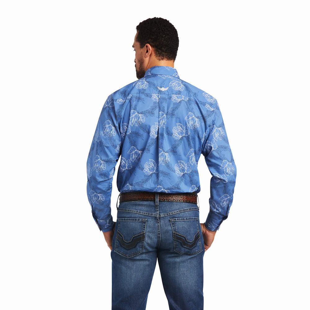 Men's Ariat Relentless Headway Stretch Classic Fit Shirts Blue | QPCW-62875