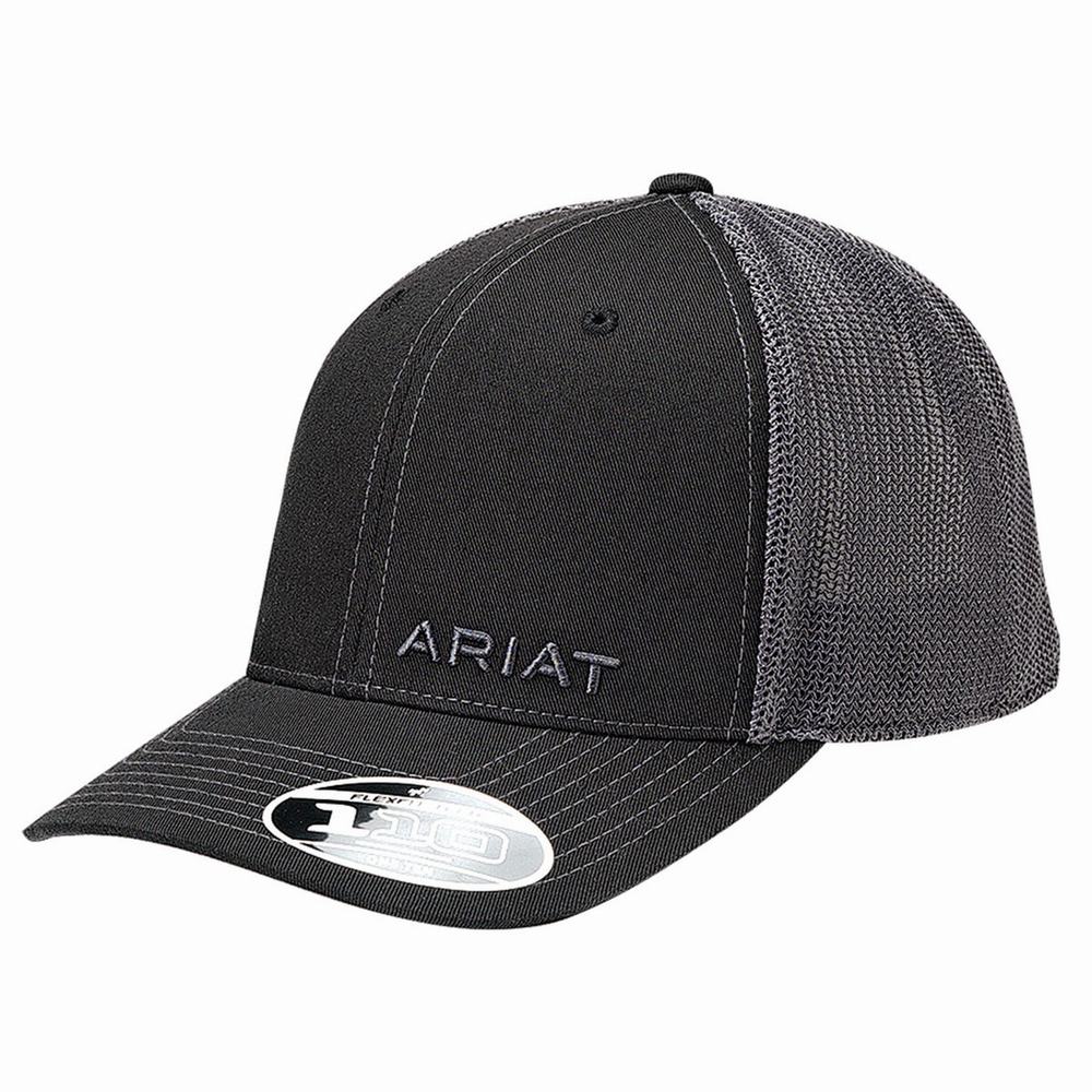 Men\'s Ariat Rev Snapback Hats Black | KGOU-83504