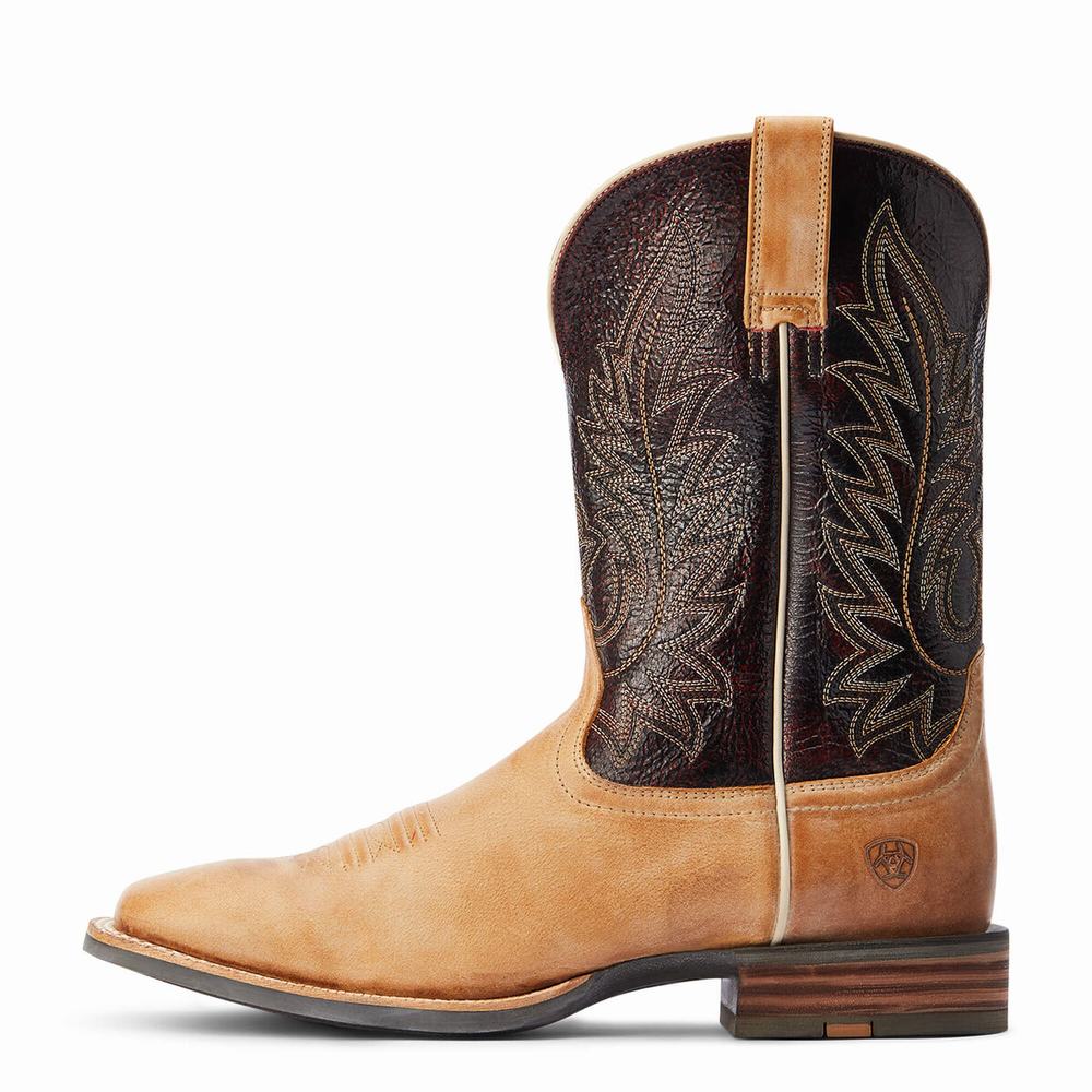 Men's Ariat Ridin High Western Boots Brown | KMRO-15620