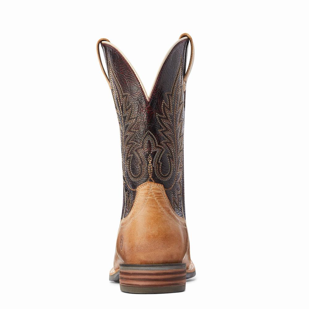 Men's Ariat Ridin High Western Boots Brown | KMRO-15620