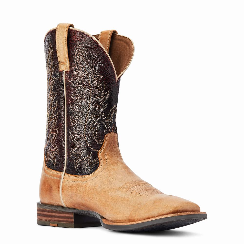 Men's Ariat Ridin High Western Boots Brown | KMRO-15620