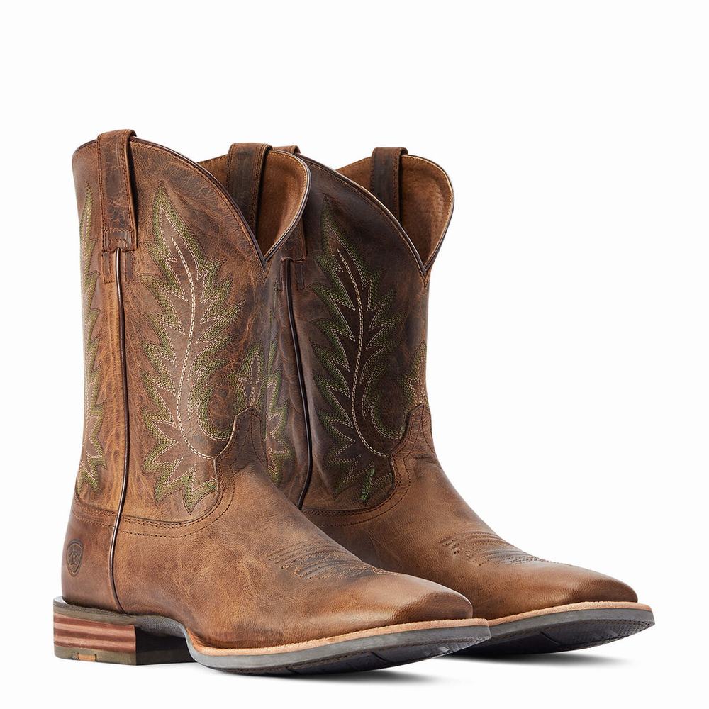 Men's Ariat Ridin High Western Boots Brown | XAIS-17025