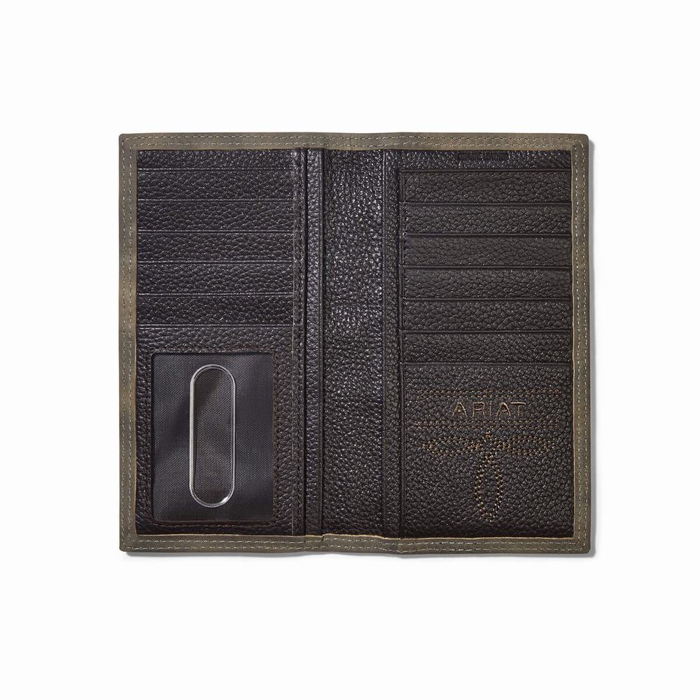 Men's Ariat Rodeo Logo Wallets Grey | ZBGM-78421