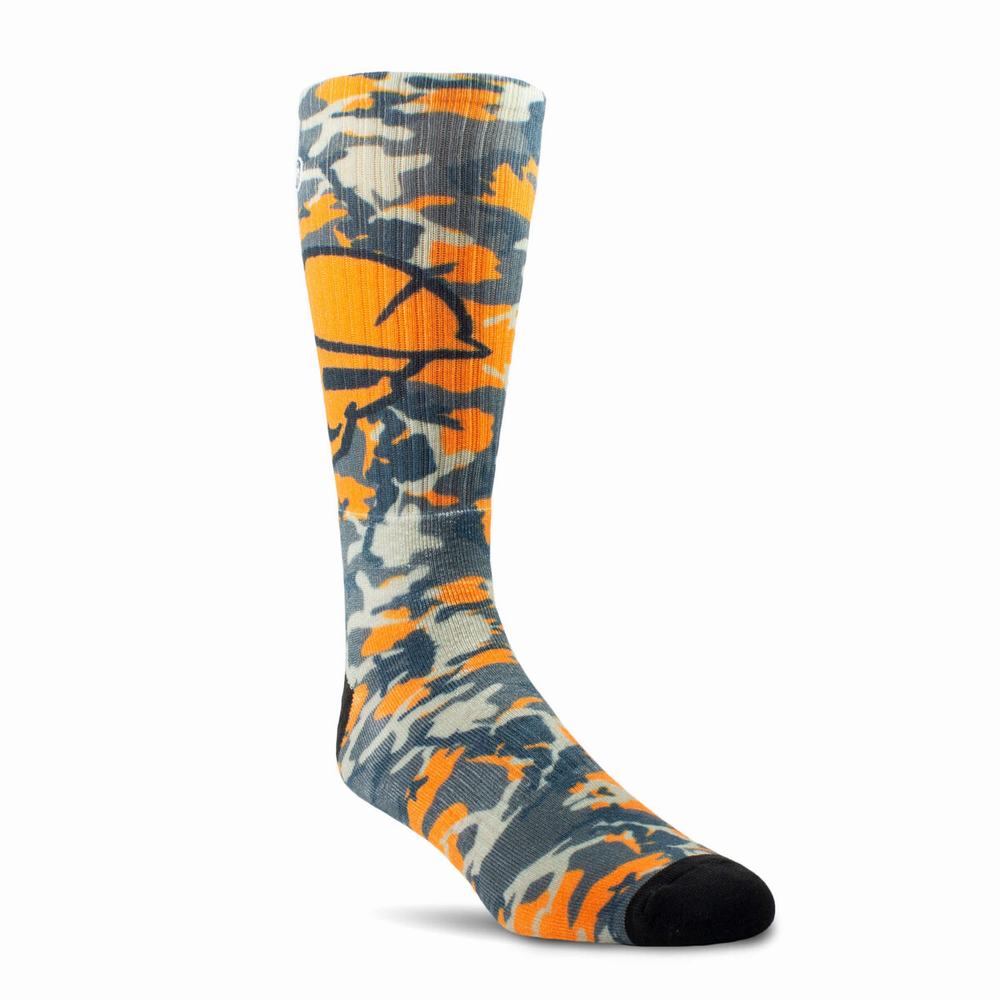 Men's Ariat Roughneck Graphic Crew 2 Pair Pack Socks Orange | YLAF-78432