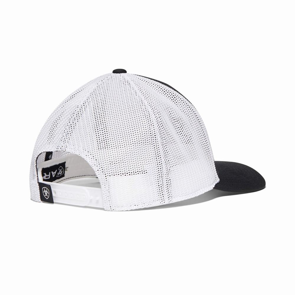 Men's Ariat Shield Logo Hats Black / White | ANUS-59316