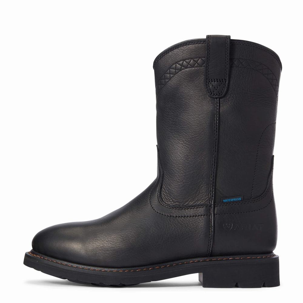 Men's Ariat Sierra Waterproof Waterproof Boots Black | HRZU-21980