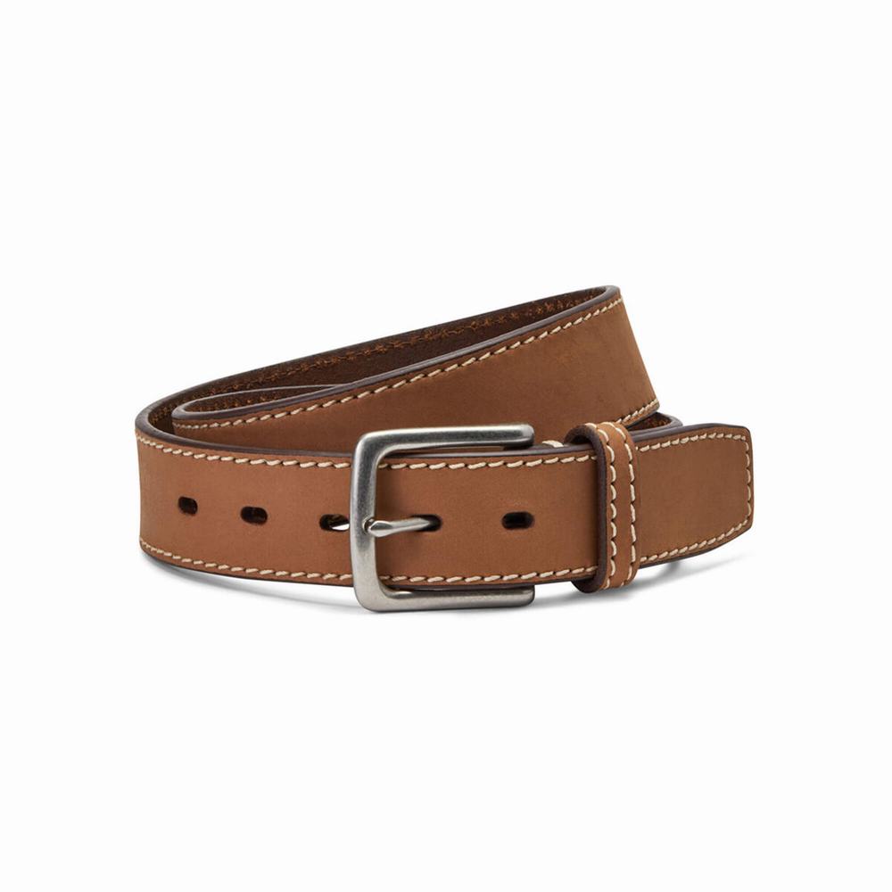 Men\'s Ariat Simple Embroidery Belts Brown | LVWO-21986