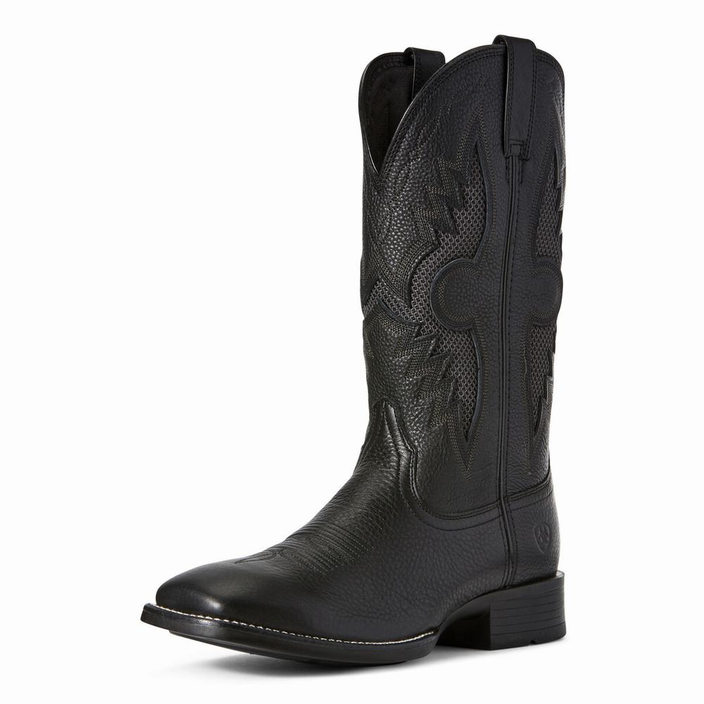 Men\'s Ariat Solado VentTEK Western Boots Black Dark Grey | NLZF-48305