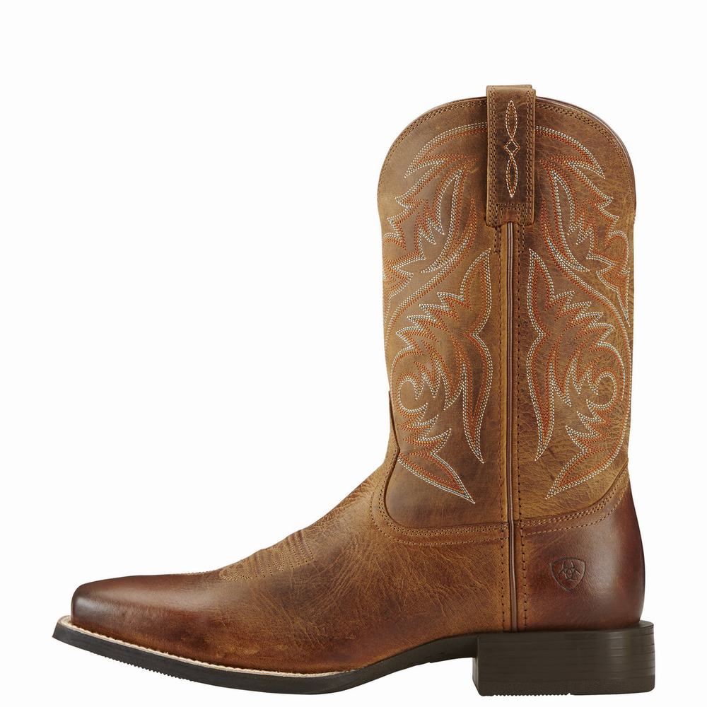 Men's Ariat Sport Herdsman Western Boots Brown | LTPE-85704