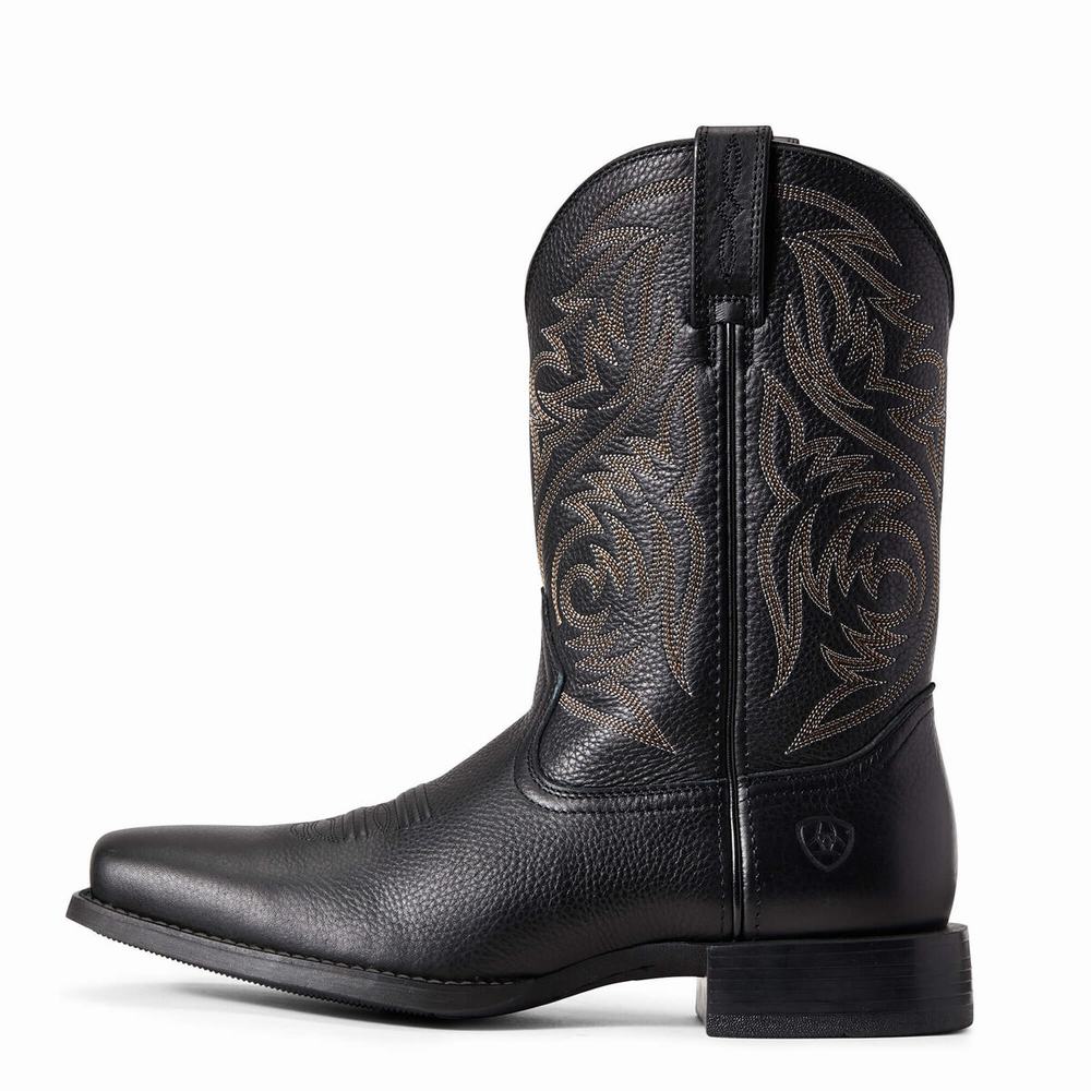 Men's Ariat Sport Herdsman Western Boots Black | XFDC-49273