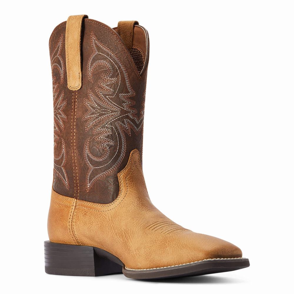 Men's Ariat Sport Pardner Western Boots Brown | YMCB-61850