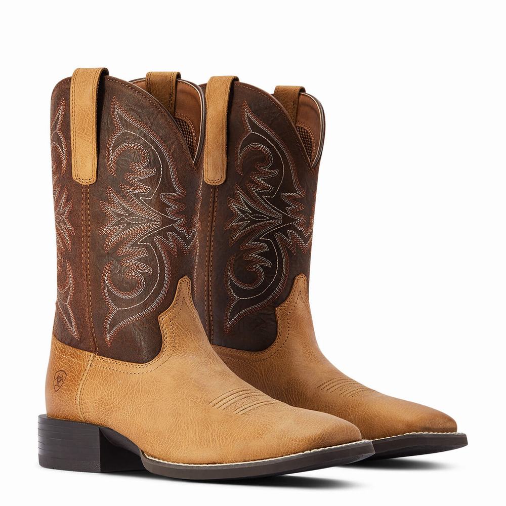 Men's Ariat Sport Pardner Western Boots Brown | YMCB-61850