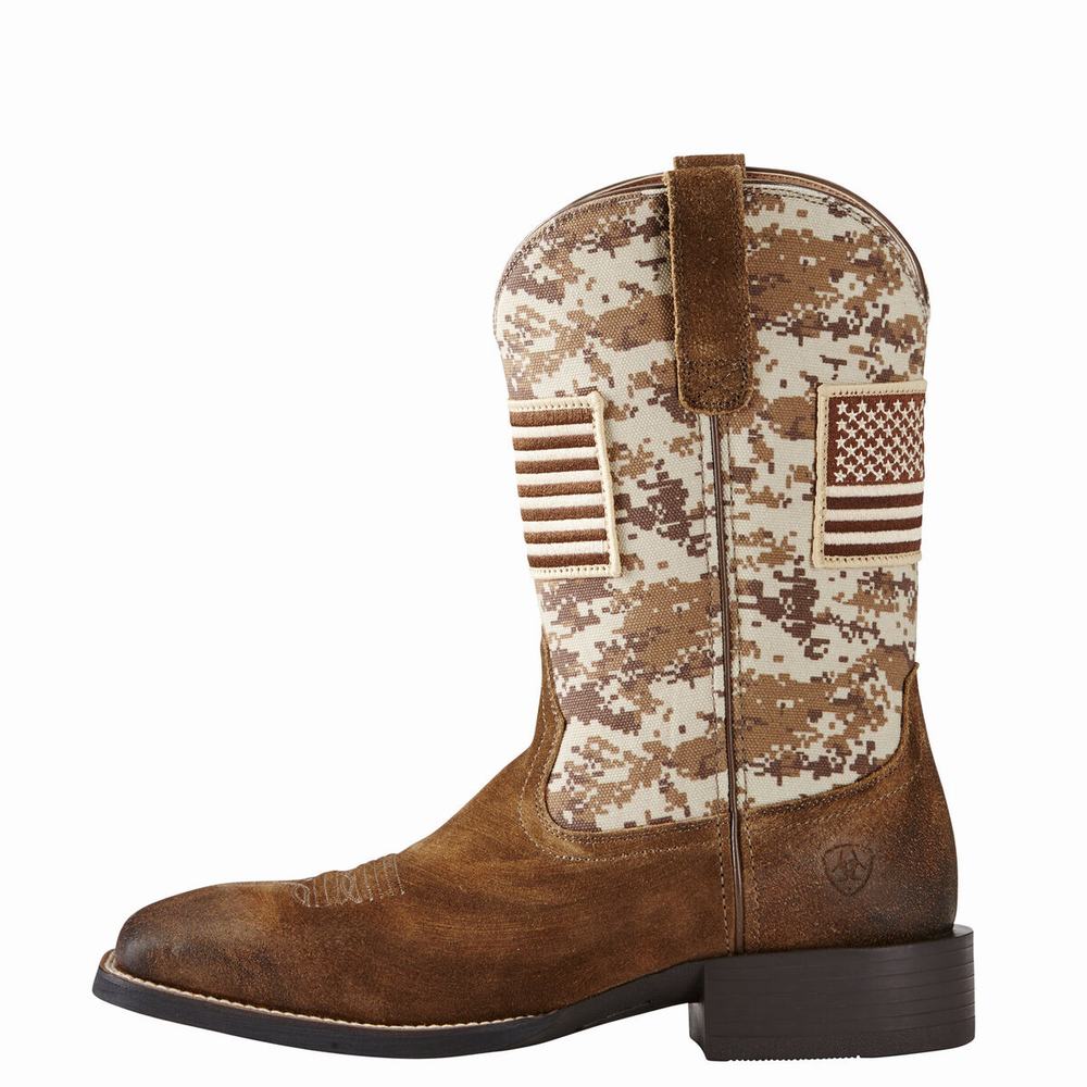 Men's Ariat Sport Patriot Western Boots Beige | YXHZ-97842