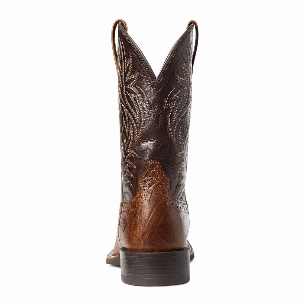 Men's Ariat Sport Wide Square Toe Western Boots Brown | ZEUA-48132