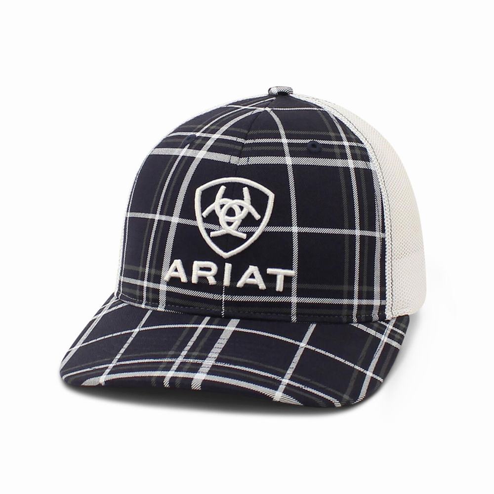 Men\'s Ariat Stacked Logo Hats Black | BCRV-94781