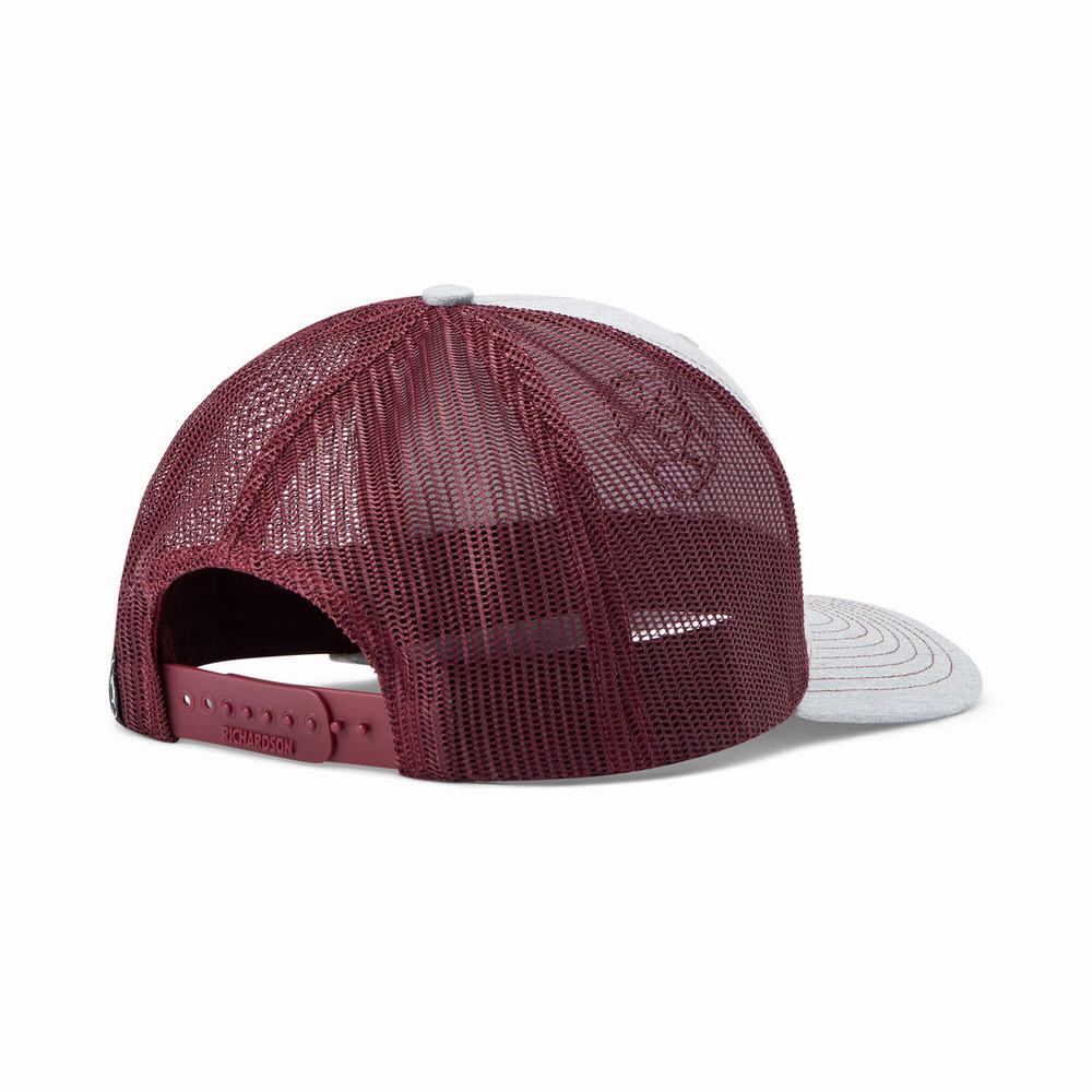 Men's Ariat Stacked Logo Hats Grey / Burgundy | ETCR-38627