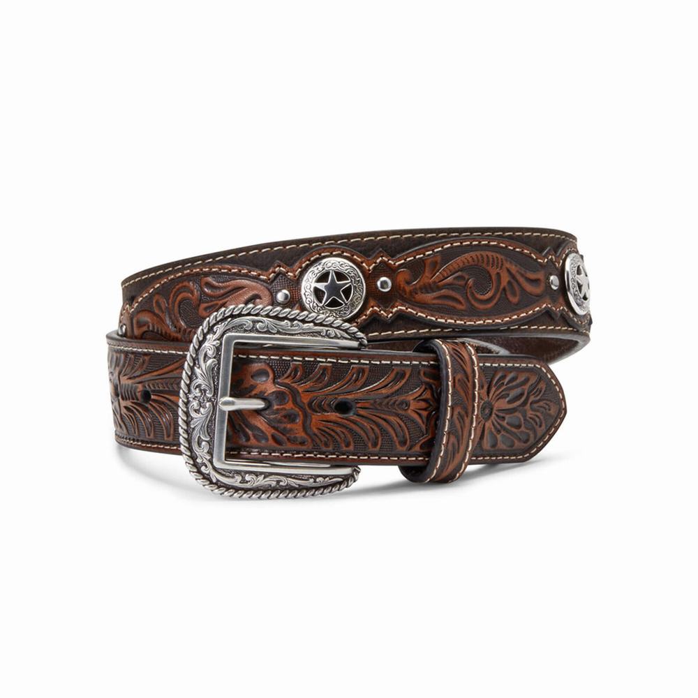 Men\'s Ariat Star Medallion Belts Brown | MQIT-67540