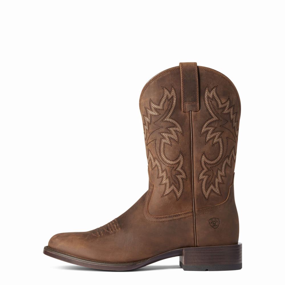 Men's Ariat Stockman Ultra Western Boots Brown | BLWJ-92046