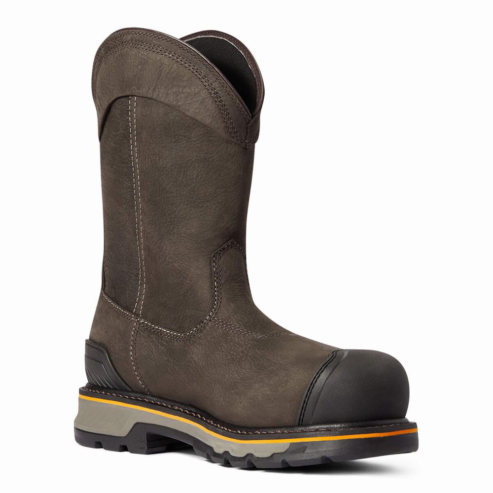 Men's Ariat Stump Jumper Pull-On Waterproof Composite Toe Waterproof Boots Coffee | HXYS-09561