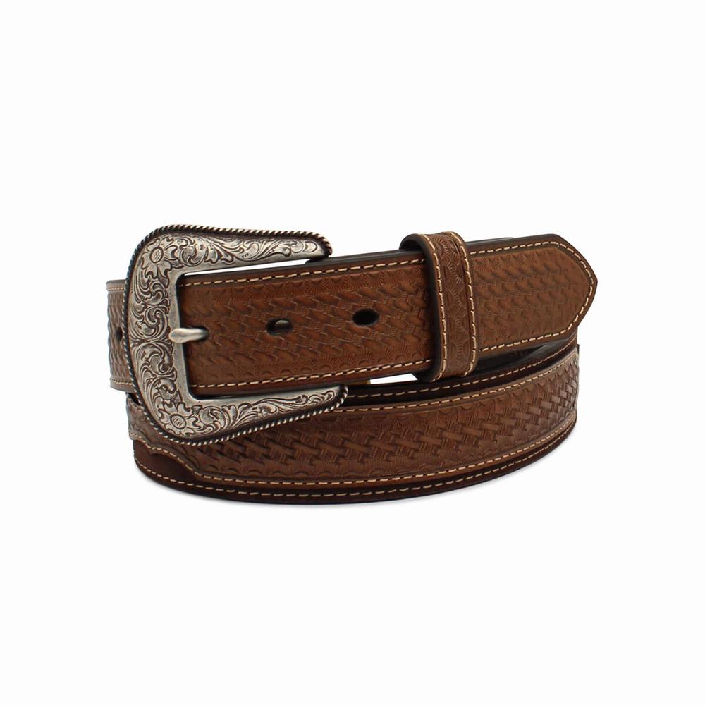 Men\'s Ariat Sun Burst Medallion Belts Brown | NXHK-90178