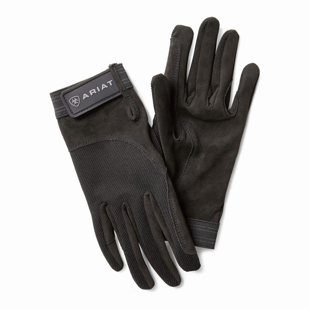 Men\'s Ariat TEK Grip Gloves Black | XZVT-96714