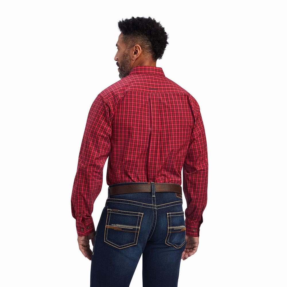 Men's Ariat Team Mariano Fitted Shirts Red | OXZM-30841