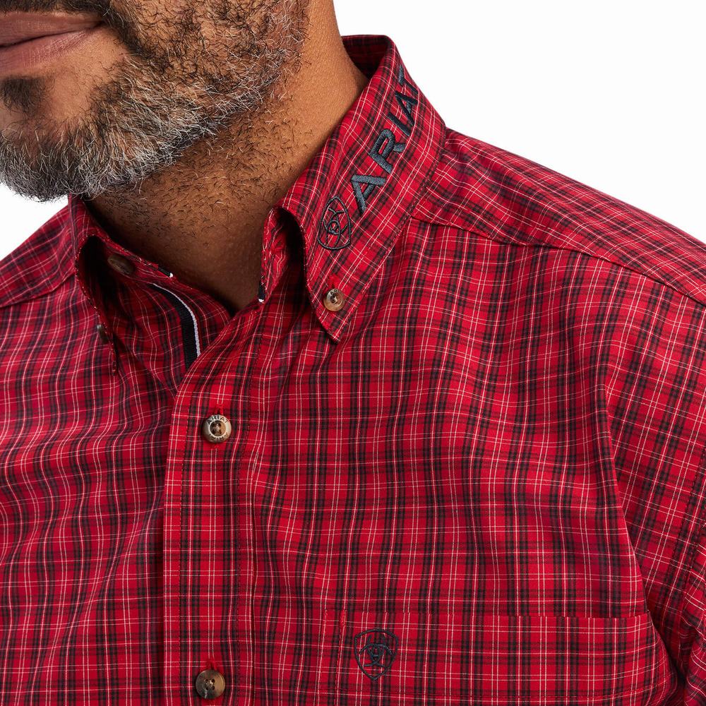 Men's Ariat Team Mariano Fitted Shirts Red | OXZM-30841