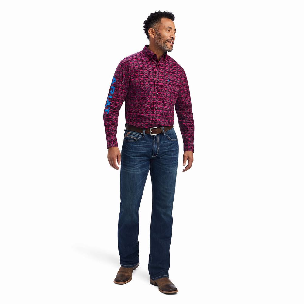 Men's Ariat Team Markus Classic Fit Shirts Purple | ODEH-87290