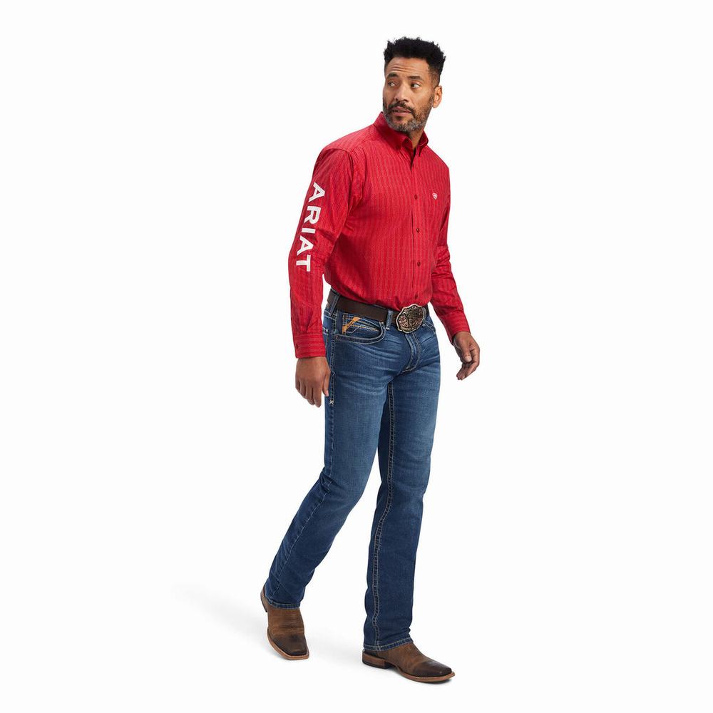 Men's Ariat Team Maximus Classic Fit Shirts Red | LVEI-48235