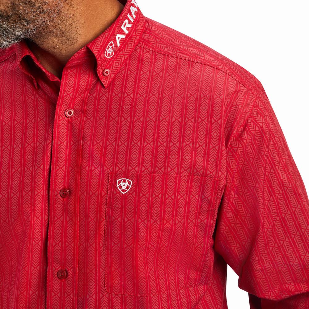 Men's Ariat Team Maximus Classic Fit Shirts Red | LVEI-48235