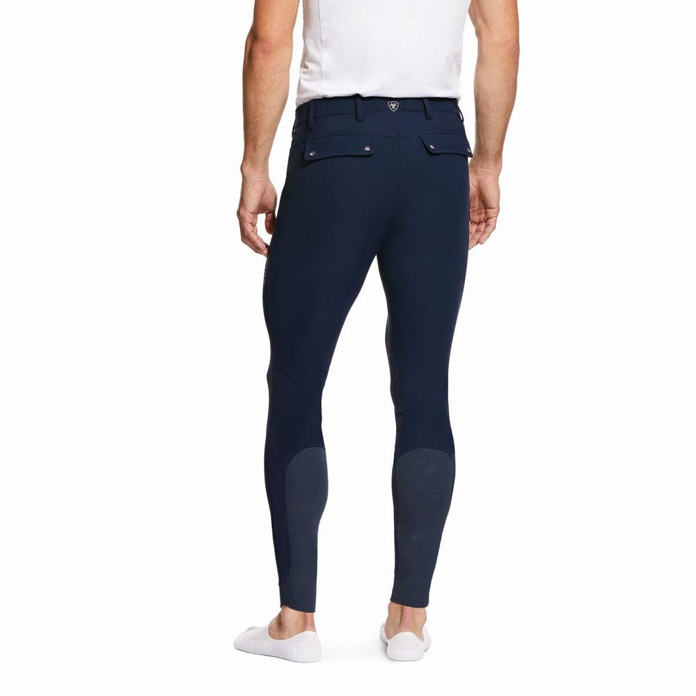 Men's Ariat Tri Factor Grip Riding Pants Navy | REFD-13476